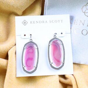 Kendra Scott Elle Dichroic Glass Silver Drop Earrings NEW